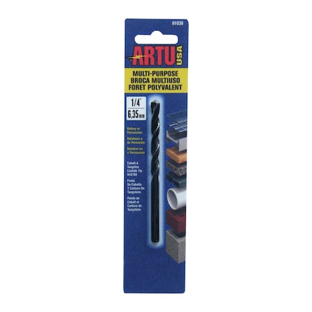 Artu ARTU 1/4 in. X 4-1/8 in. L Tungsten Carbide Tipped Drill Bit Straight Shank 1 pc 01030